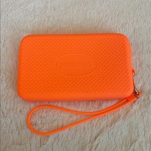 Havaianas Orange Silicone Clutch/Wristlet